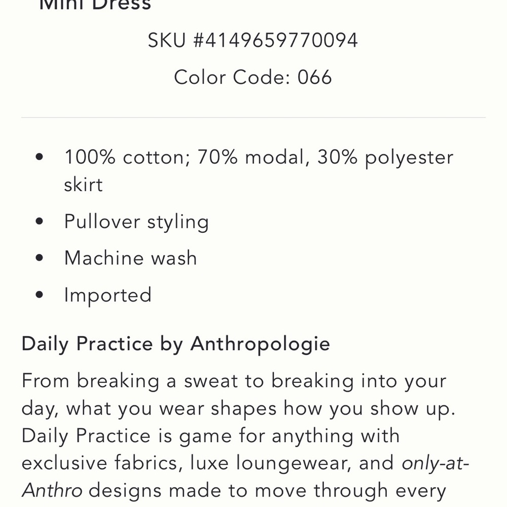 Anthropologie Daily Practice Buzzer Beater Sleeveless Mini Dress Sz XXS NWT - Picture 4 of 7